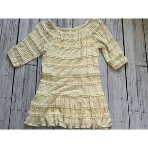 Y2k Candies Cream Tiered Ruffled Dress Boho‎ Swiftie  Festival Cowgirl Sz Large